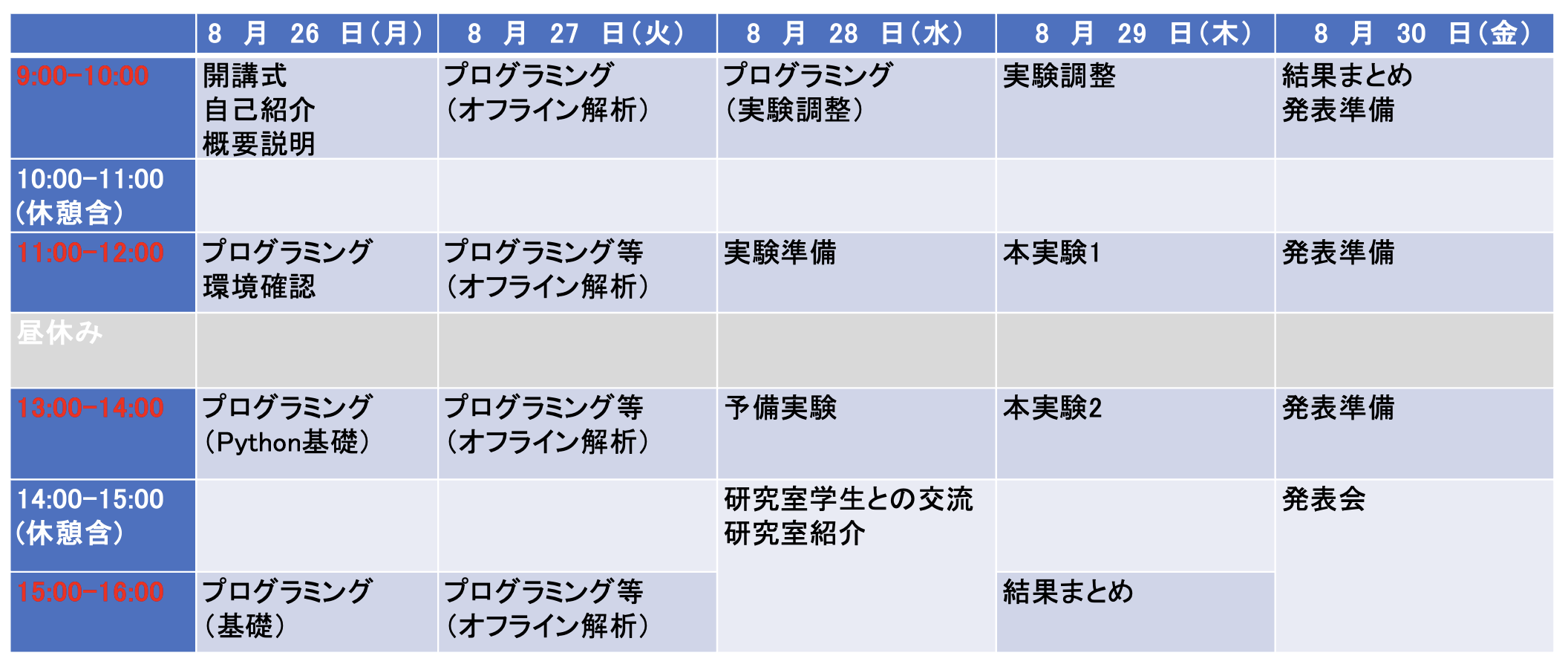 スケジュール案